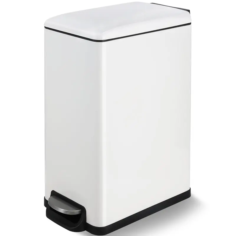 Arlopu Slim Step-Operated Kitchen Trash Can – 13.2-Gallon Stainless Steel Pedal Bin With Removable Inner Bucket And Space-Saving Rectangular Profile 2