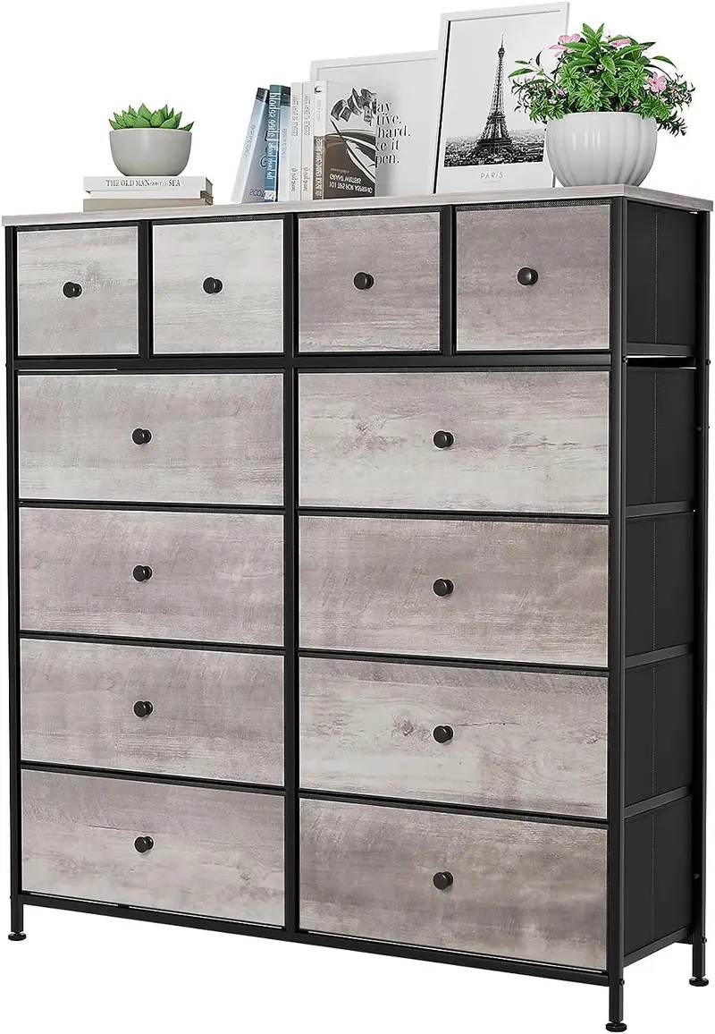 Arlopu Tall 12-Drawer Bedroom Dresser: Vertical Fabric Storage Chest With 5-Tier Organization 1