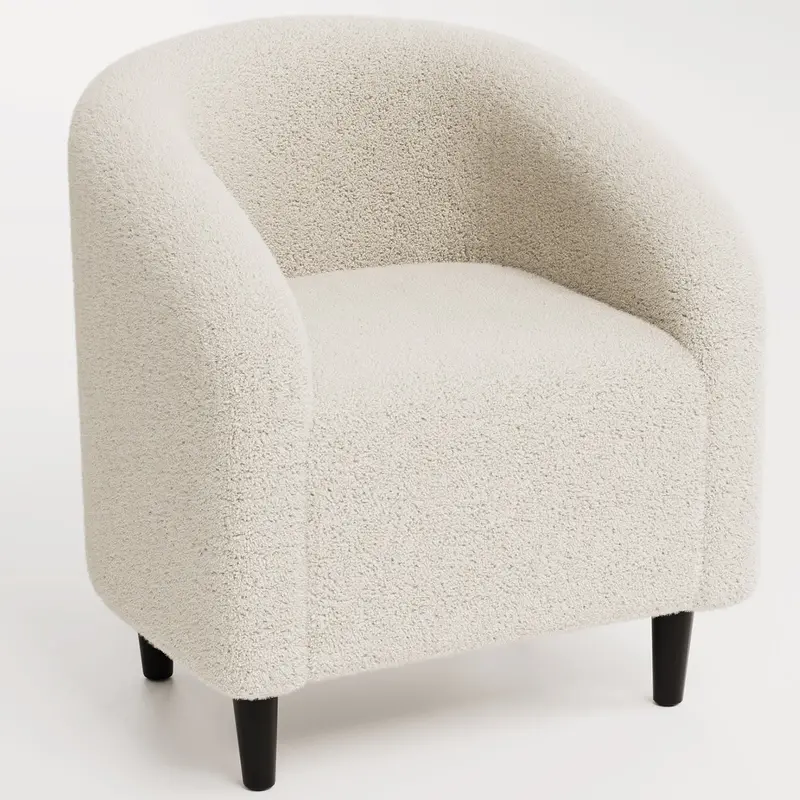 Arlopu Teddy Fabric Accent Barrel Chair – Cozy Upholstered Club Chair With Side Pocket For Living Room Or Bedroom 1