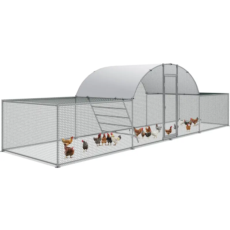 Arlopu Walk-In Chicken Coop – 23X6.6X6.6Ft Metal Poultry House With Waterproof Cover & Rabbit Habitat Option 1