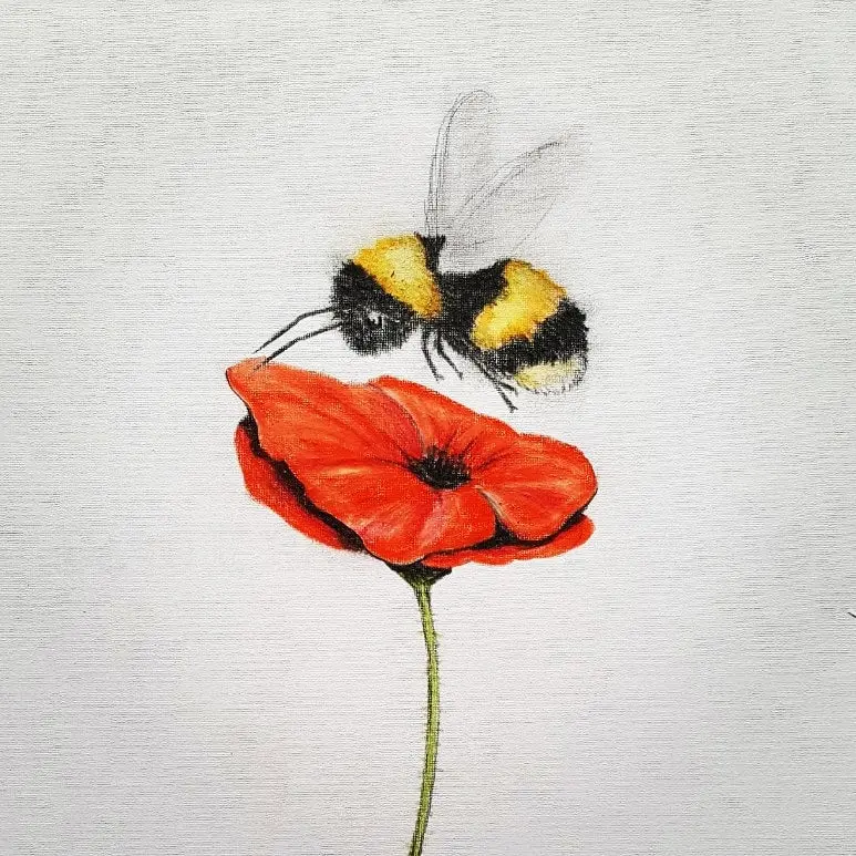 Bee Remembrance – Original Polychromo On A3 Canvas Paper #040 1