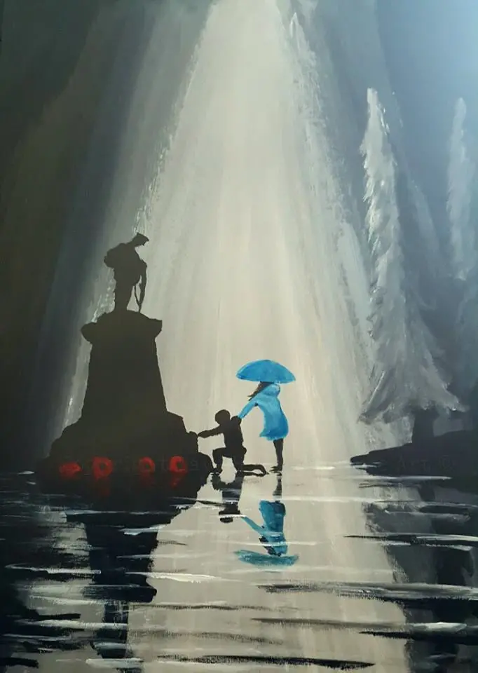 Blue-Toned Memorial Artwork: 'Memorial Sorrow In Blue' 1