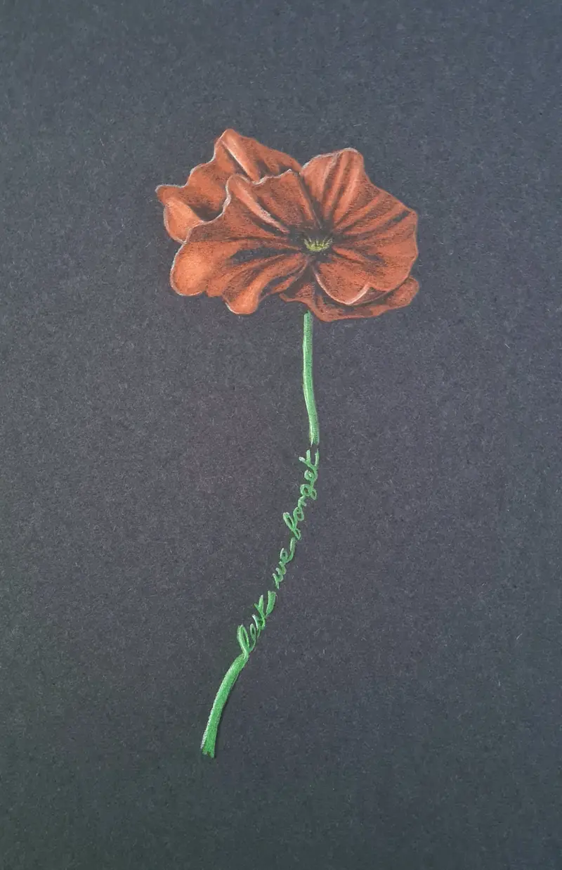 Bold Polychromo Original: 'Lwf Poppy On Black Background' 1