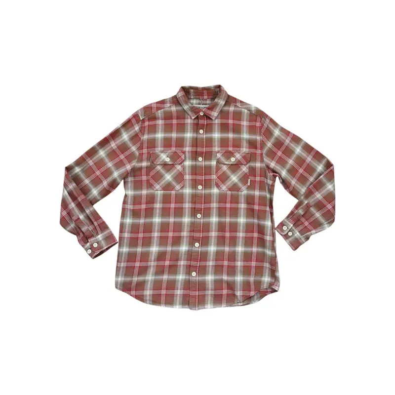 Burton Flannel Long-Sleeve Shirt – Red & Tan Check, Size L (Gently Used) 1