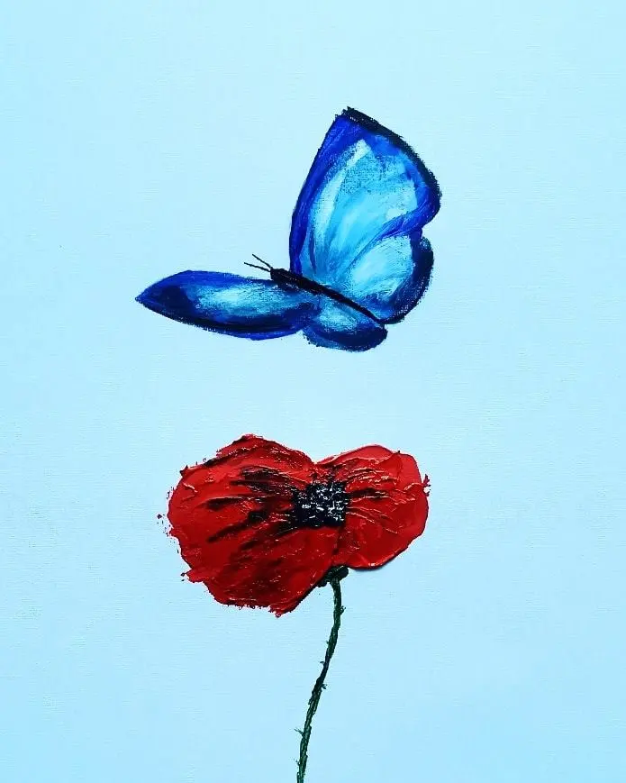 Butterfly Poppy Original Acrylic Painting – Unique Hand-Painted Art 1