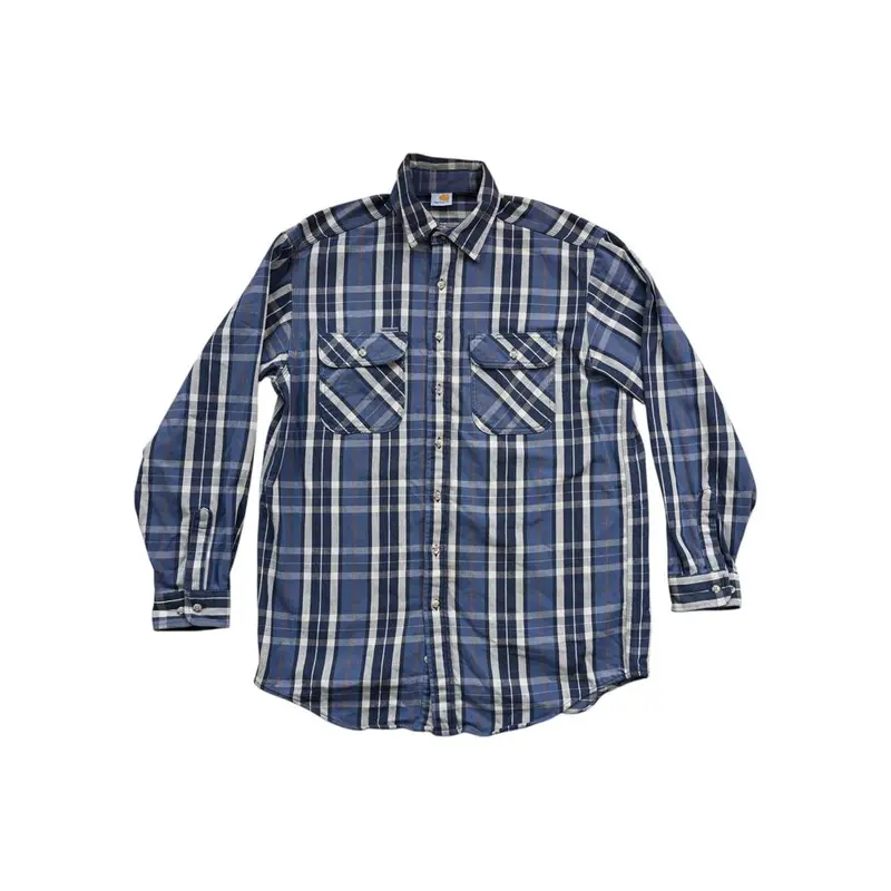 Carhartt Men'S Traditional Flannel Shirt – Navy Blue, Size L (Worn & Trusted) 1