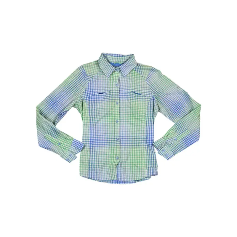 Columbia Women'S Blue & Green Silver Ridge Plaid Shirt – Size L (Secondhand) 1