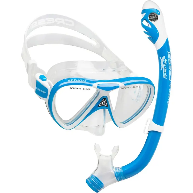 Cressi Pegaso & Iguana Junior Dry Snorkel Mask Combo 1