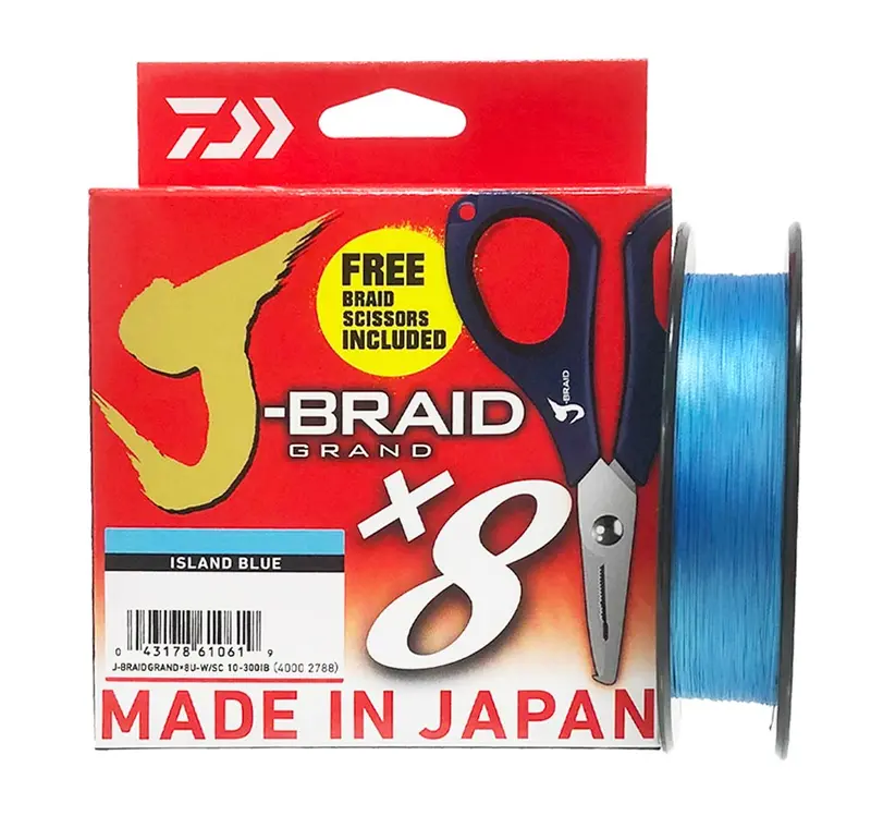 Daiwa J-Braid Grand X8 Braided Line – Island Blue Spool With Complimentary Scissors 1