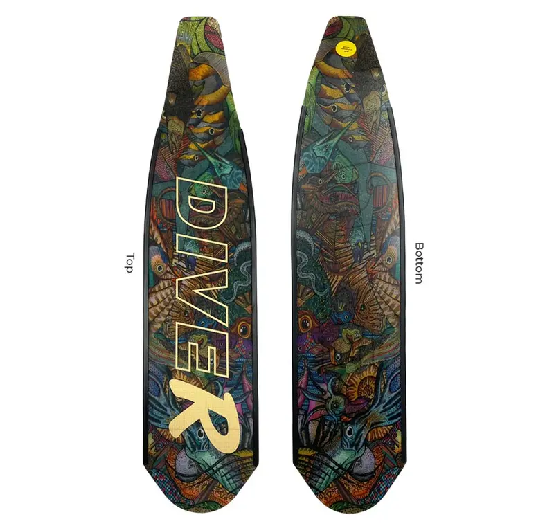 Diver Carbon Reef Life Pattern Fin Blades 1