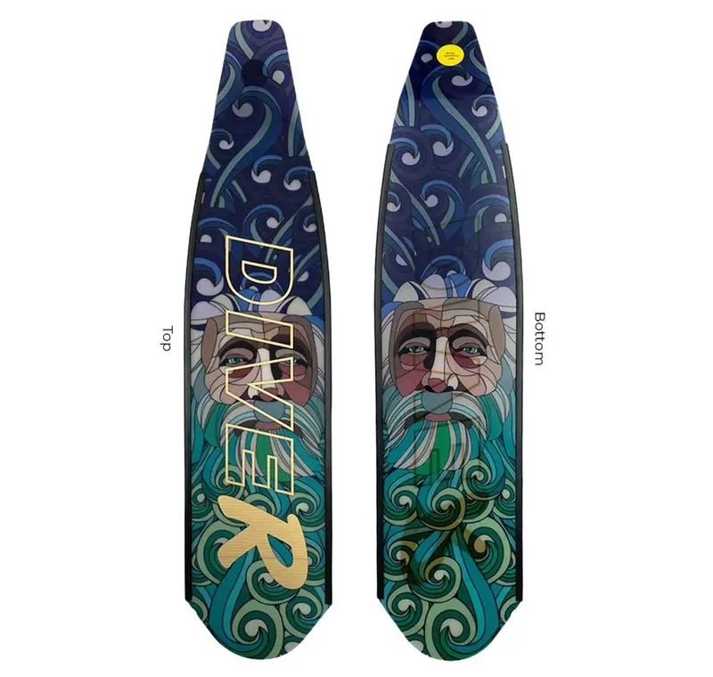 Diver Carbon V2 Neptune Fins – Blue Blade Design 1