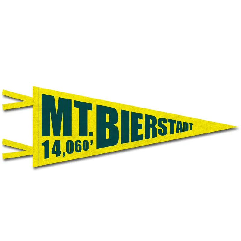 Feral Mt. Bierstadt Felt Pennant – Green And Yellow Summit Design 1