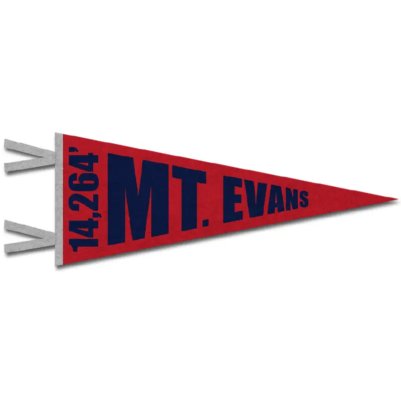 Feral Mt. Evans Felt Pennant – Red, Silver, Navy Mountain Flag 1