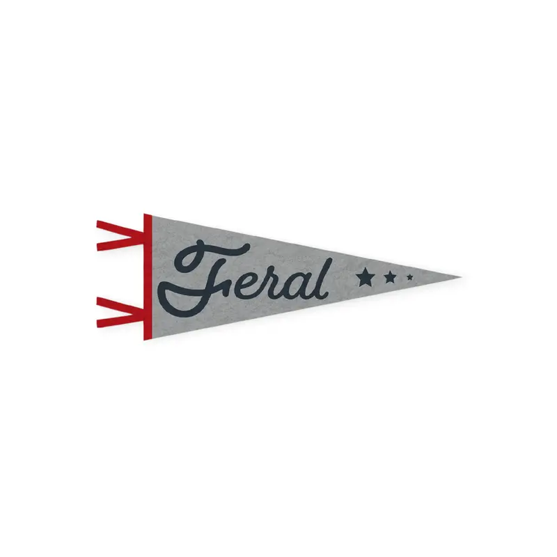 Feral Stars Felt Pennant – Silver, Red, And Navy Colorway 1