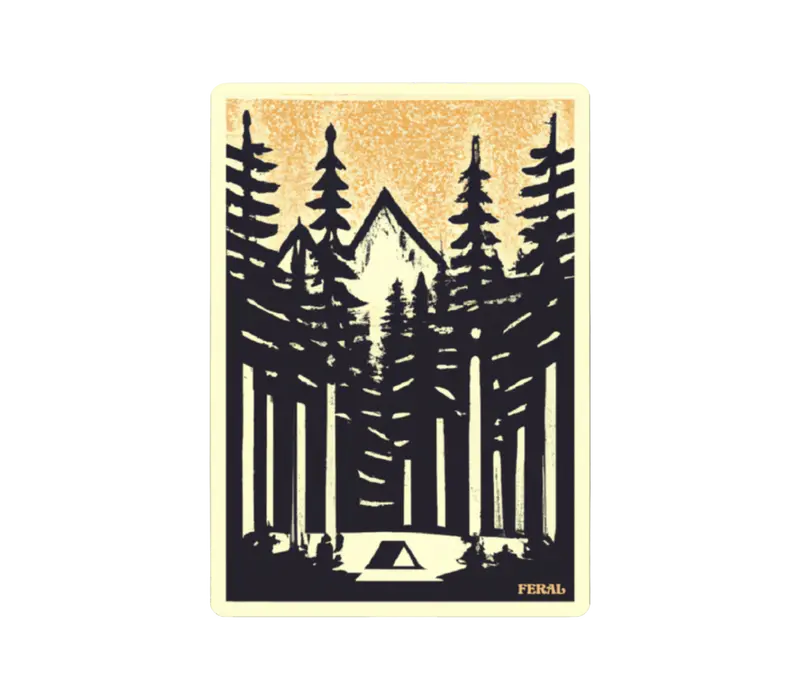 Feral Tall Pines Tent Sticker – Weather-Resistant Vinyl Decal 1