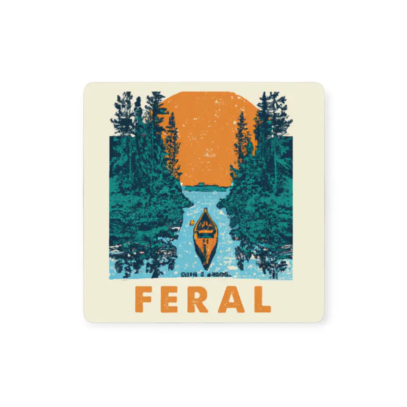Feral Vintage Canoe Poster Magnet – Rustic Nautical Decor 1