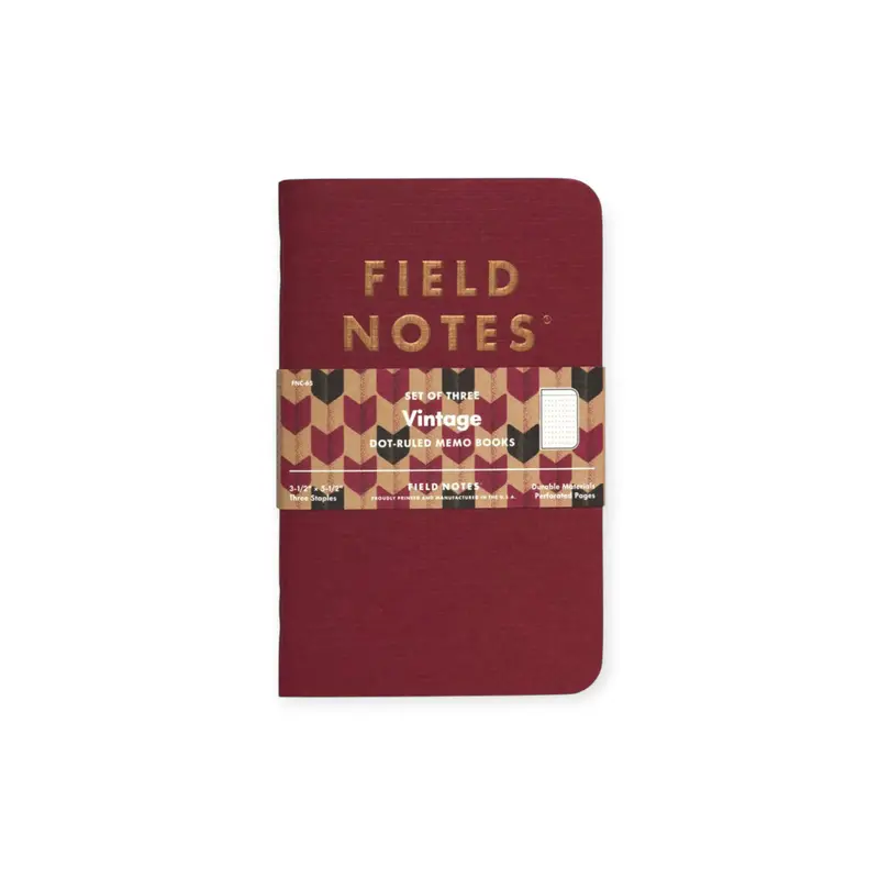 Field Notes Vintage Memo Book Set – 3-Pack Hardcover Notebook Bundle 1
