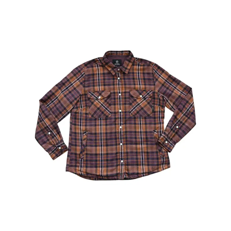 Flylow May Flannel Shirt With Fleece Lining – Orange & Violet, Size L (Used) 1