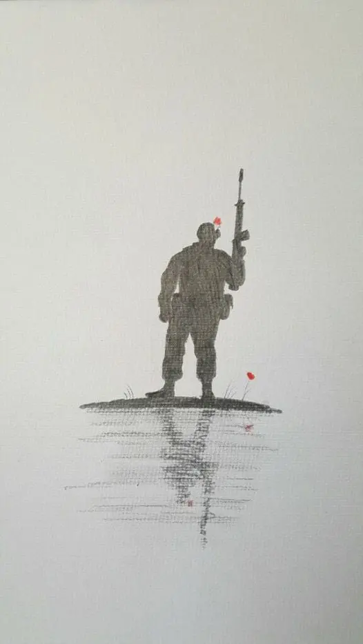 Hand-Drawn Pencil Sketch: 'Fusilier' – Military Portrait 1