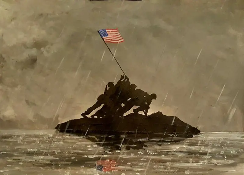 Historical Flag-Raising Original Painting – 'Raising The Flag' 1