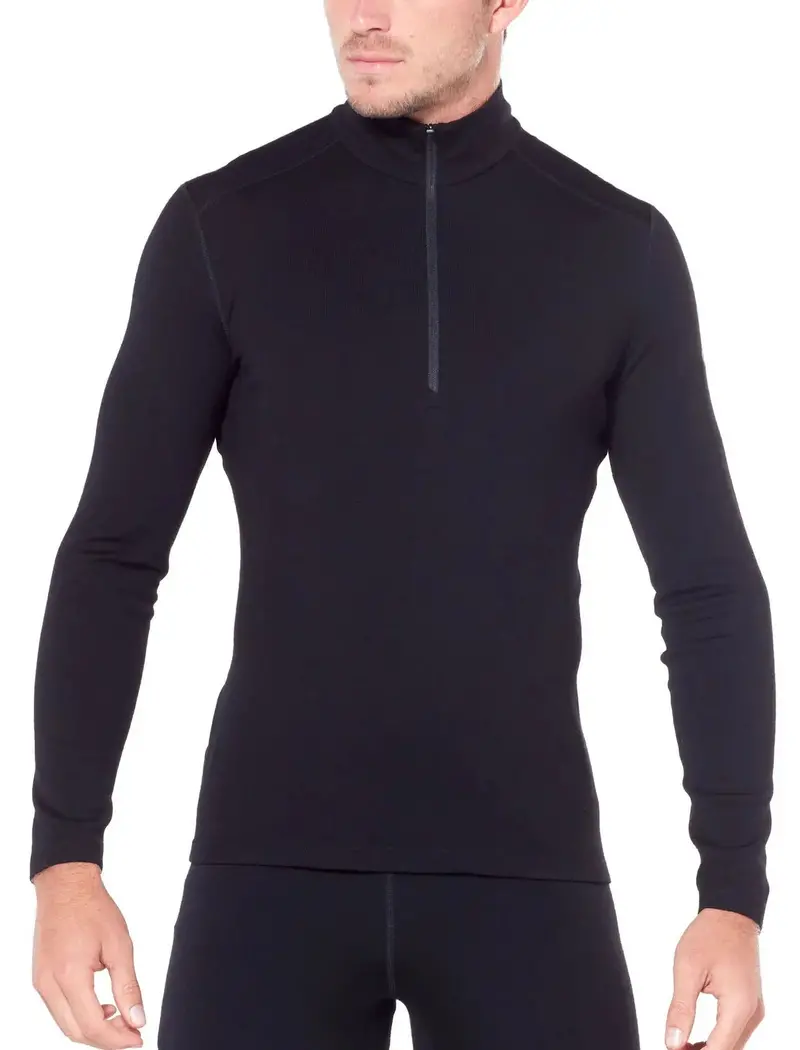 Icebreaker 260 Tech Long Sleeve Half-Zip – Men’S Merino Wool Base Layer (Black) 1
