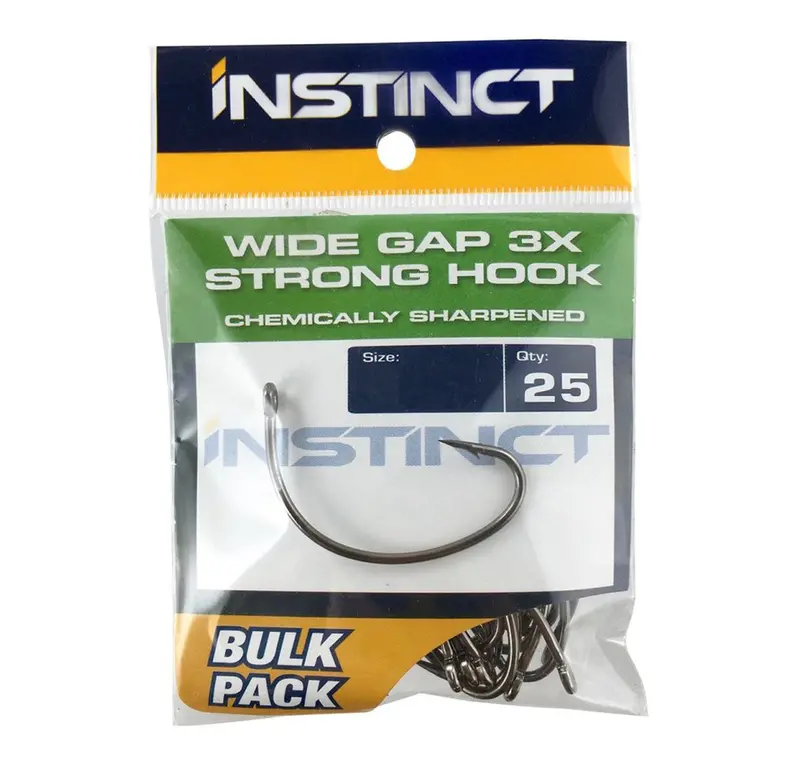 Instinct Wide-Gap 3X Strength Hooks – Pack Of 25 1