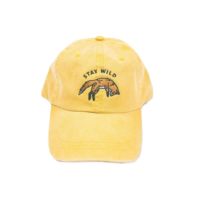 Keep Nature Wild Stay Wild Fox Dad Hat In Sunshine Yellow 1