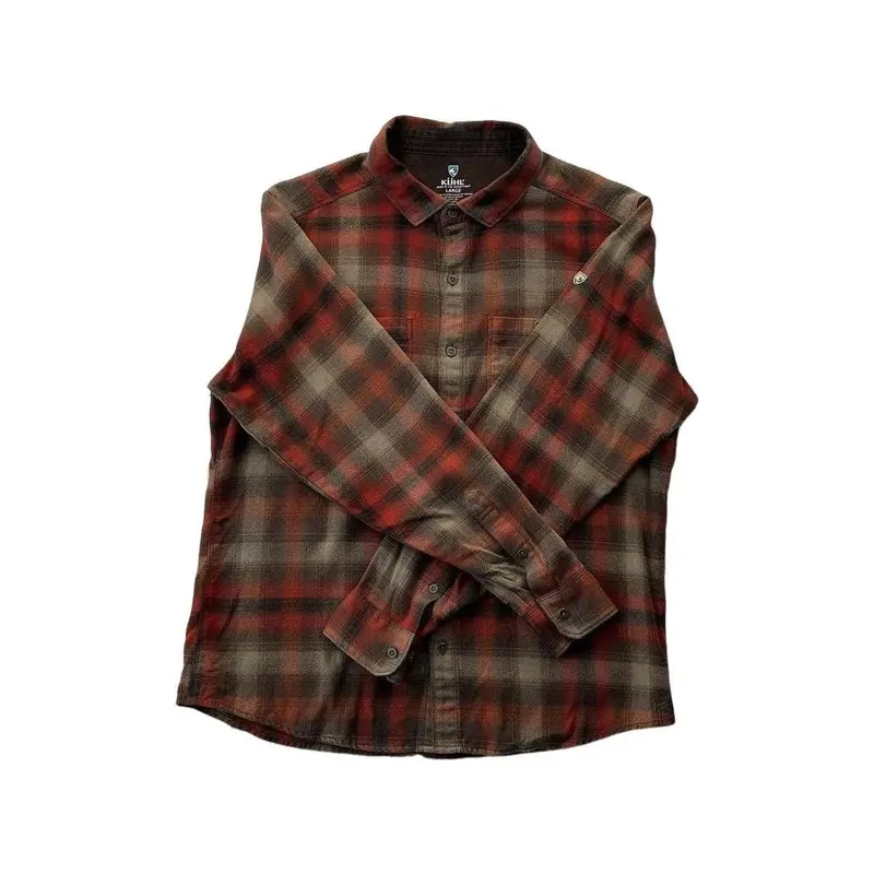 Kuhl Men’S Flannel Button-Down Shirt – Brown/Red Large (Used) 1