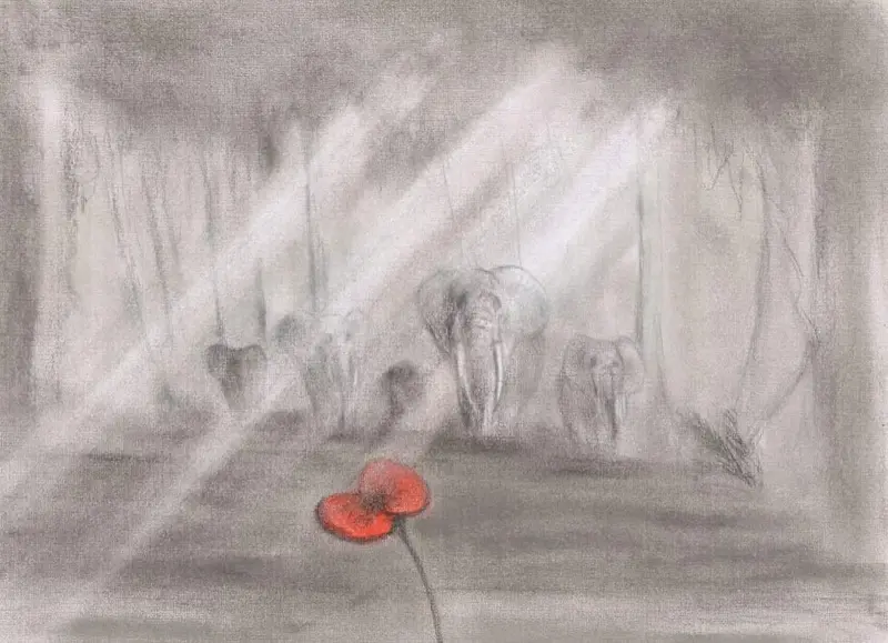 Limited-Edition Pastel Print: 'Elephants Never Forget' 1
