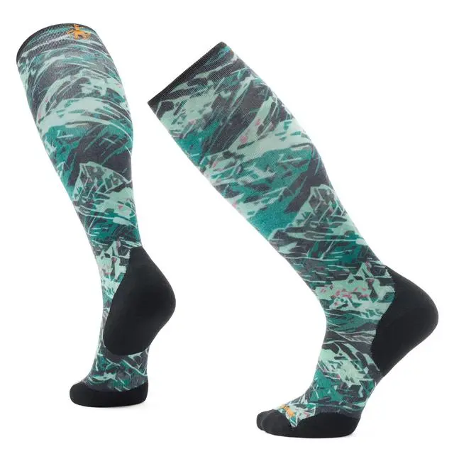 Men'S Over-The-Calf Ski Socks – Green Slopes Pattern 1