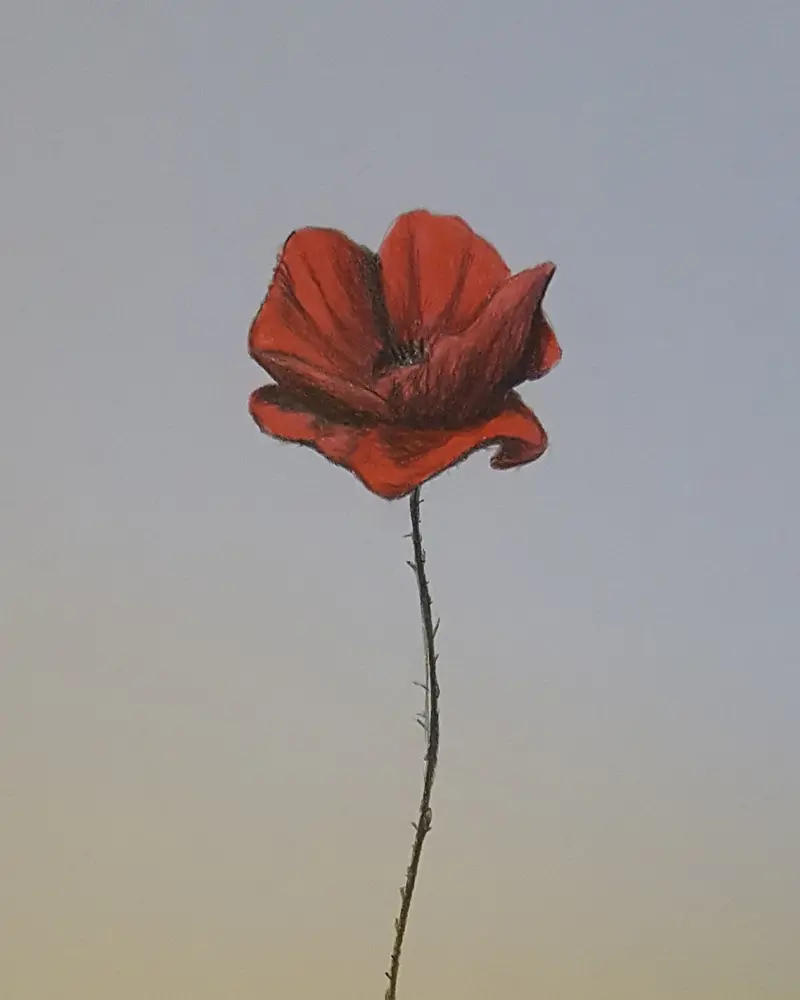Mini Original Artwork: A Simple Poppy – Small-Scale Remembrance Piece 1