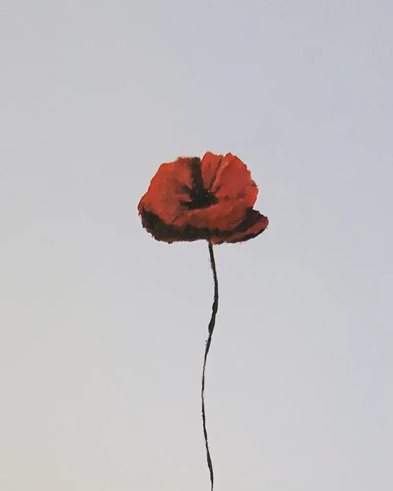 Miniature Original Painting: A Simple Poppy – Delicate Floral Study 1