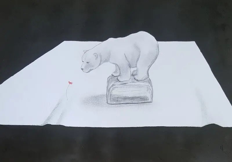 Mixed-Media U023: 'Polar Poppy' – Arctic-Inspired Remembrance Art 1