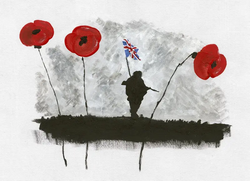 Modern Poppy Artwork: 'Poppy Yomp' 1