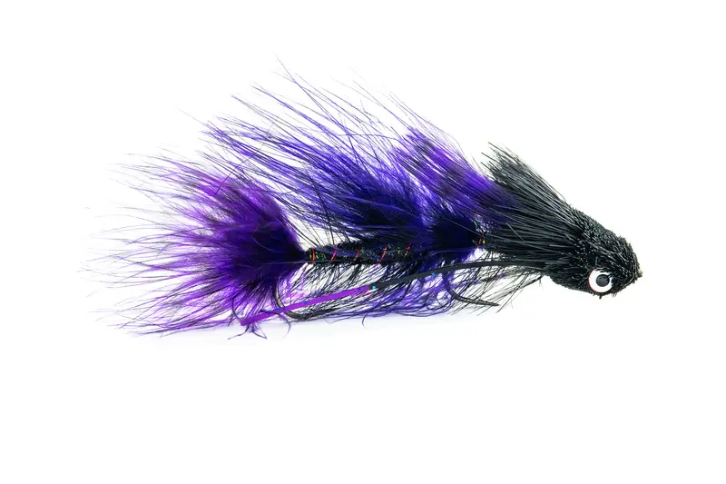 Montana Fly Co. Galloup Barred Mini Dungeon Black & Purple Streamer Fly – 3-Pack 1