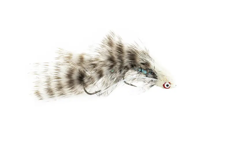 Montana Fly Co. Galloup Barred Mini Dungeon White Streamer Fly – 3-Pack 1