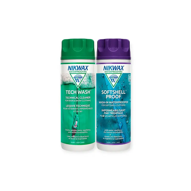 Nikwax Softshell Duo Pack – Waterproofing & Reviving Treatment Kit For Softshell Fabrics 1