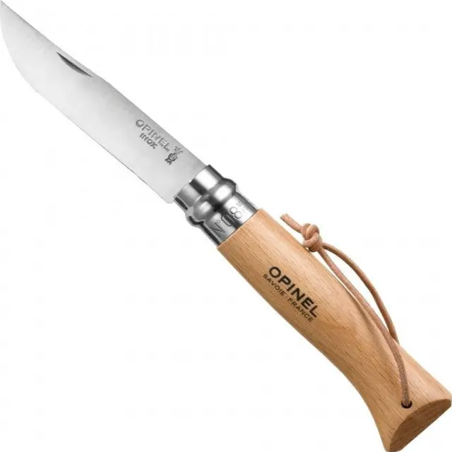No.08 Stainless Steel Folding Knife With Leather Lanyard 1