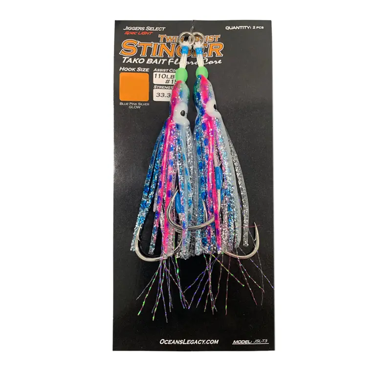 Ocean'S Legacy Tako Bait Twin Assist Hooks – Blue/Pink/Silver Glow Combo 1