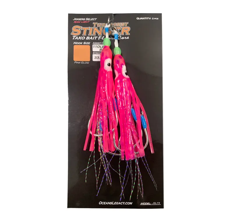 Ocean'S Legacy Tako Bait Twin Assist Hooks – Pink Glow Finish 1