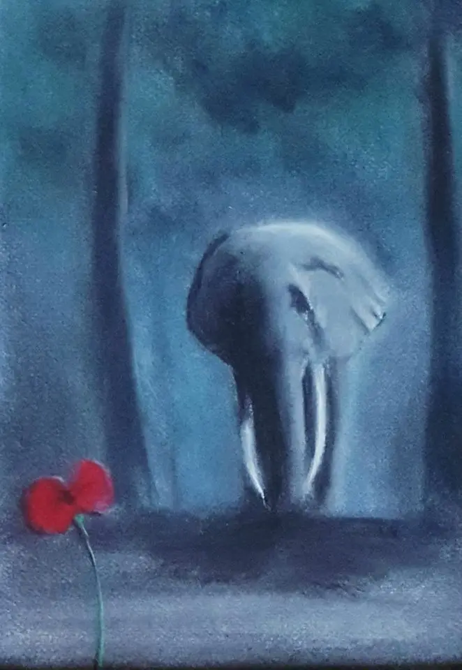 Open-Edition Elephant & Poppy Print 1