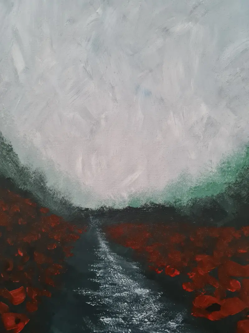 Original Abstract Oil Painting: 'The Poppy Path' 1