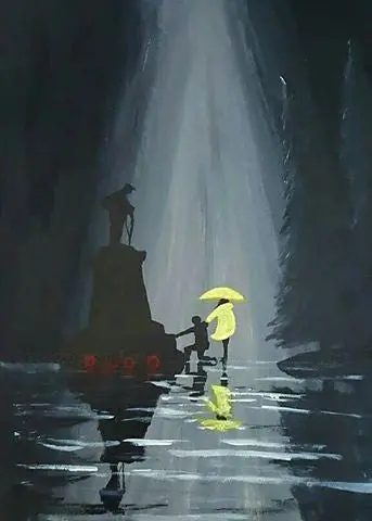 Original Acrylic Memorial Painting – 'Memorial Sorrow In Yellow' 1
