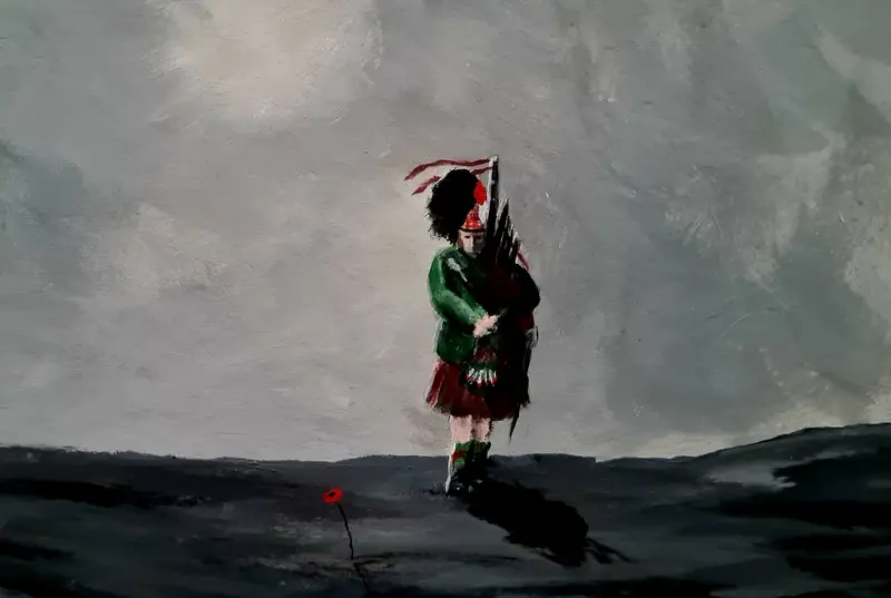 Original Acrylic Painting – 'Piping Them Home' 1