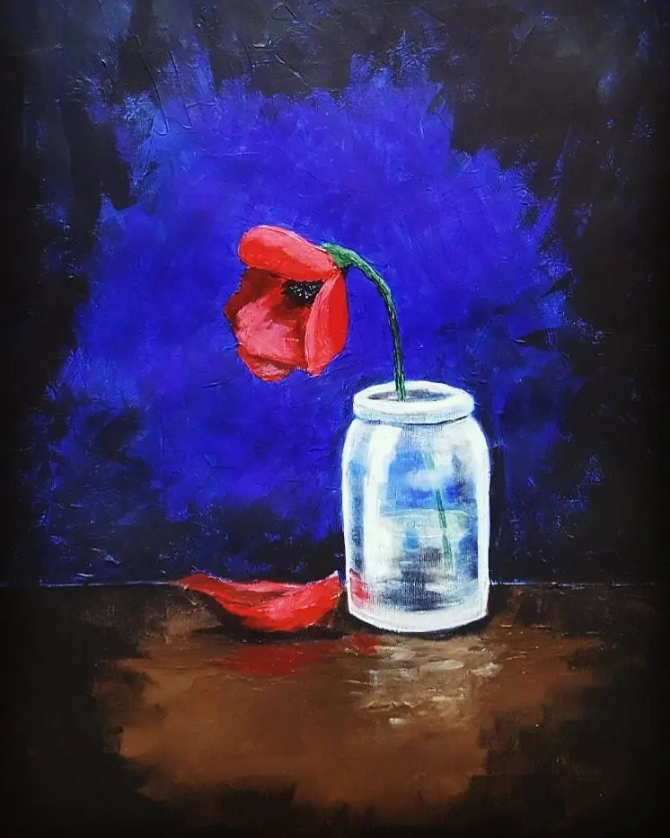 Original Painting U032: 'Poppy Loss' – Reflective Memorial Art 1