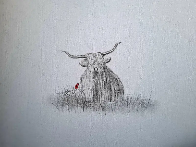 Original Polychromo Artwork U467: 'Highland Coo #11' 1