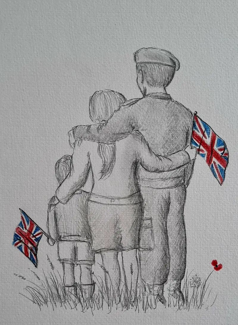Original Polychromo Artwork U669 – 'Family Support' 1