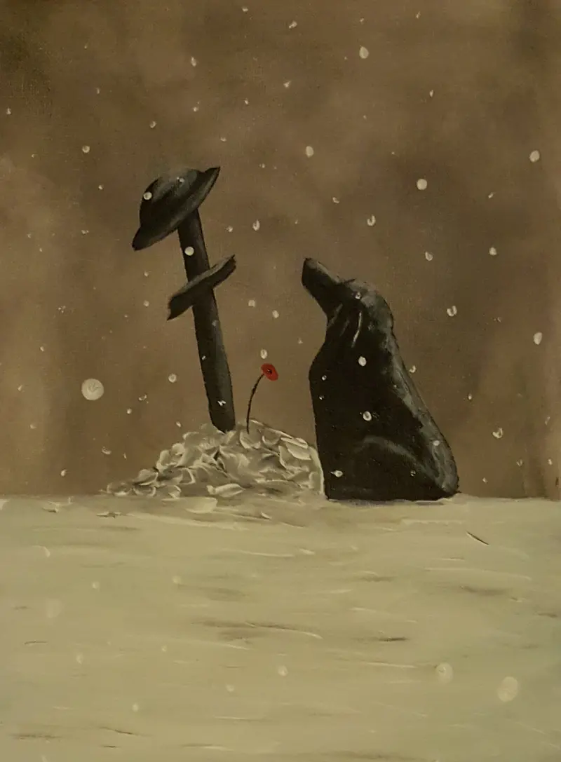 Original Snow Series Painting #2: Please Come Back – Intimate Snowbound Expression 1