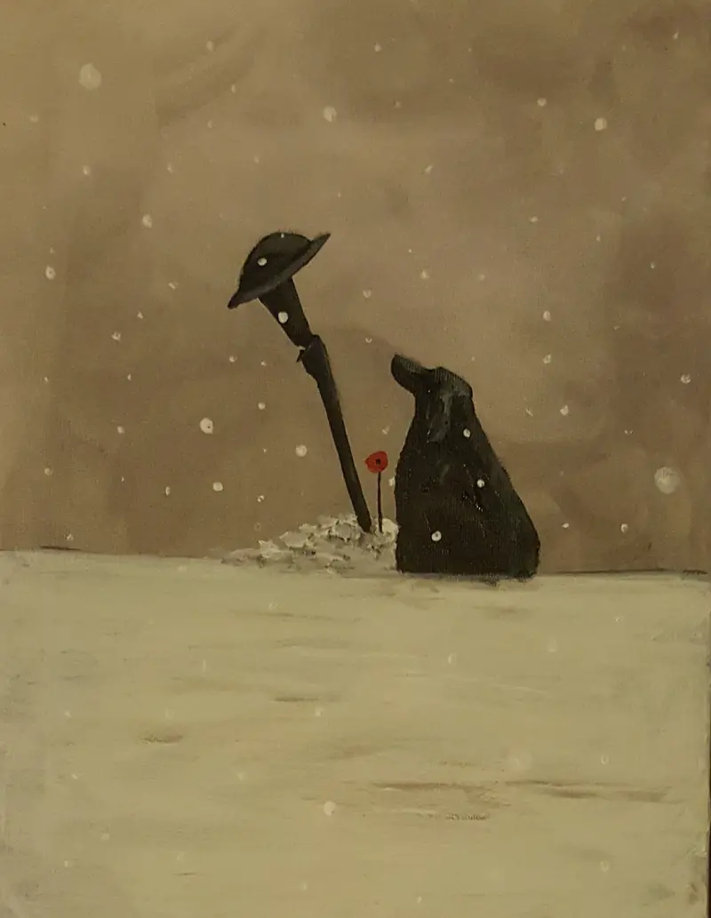 Original Snow Series Painting #4: Please Come Back – Subtle Light And Shadow Study 1
