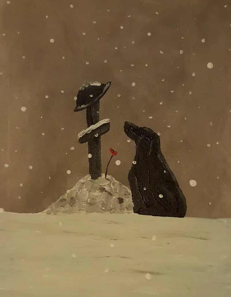 Original Snow Series Painting #7: Please Come Back – Atmospheric Winter Composition 1